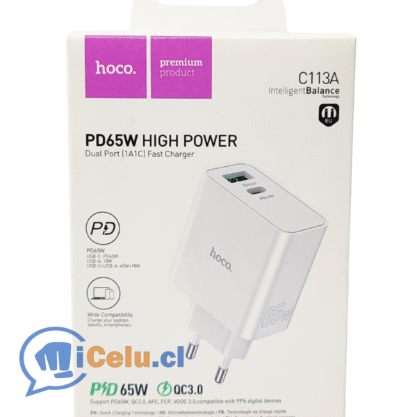 cargador turbo 65w  Usb-A + Usb-C